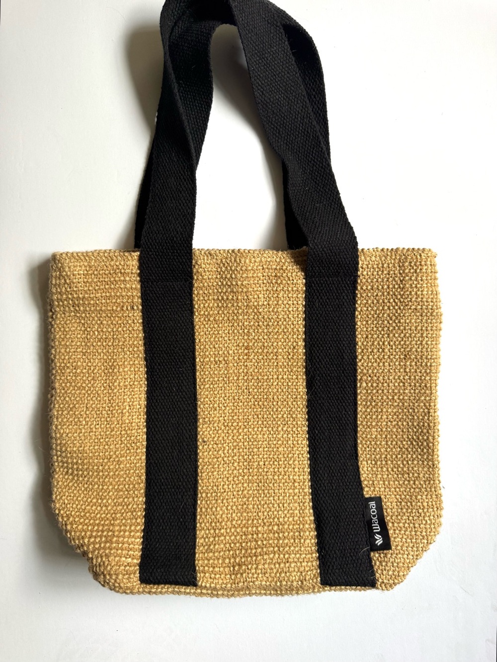 Wacoal Jute Tote Bag with Black Straps - Natural